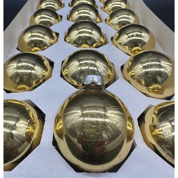 Vintage Christmas Ornaments Kmart Gold Glass Balls 18 Count Retro Decoration - Picture 6 of 10